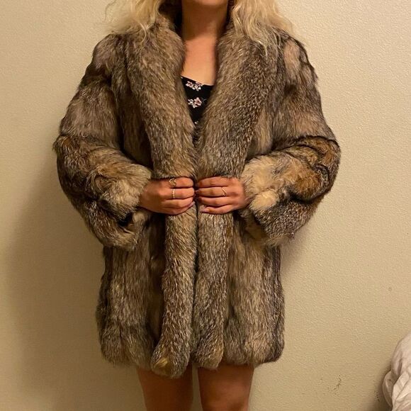🍄 Crystal Fox Fur Genuine Brown Fur Coat - Picture 4 of 15